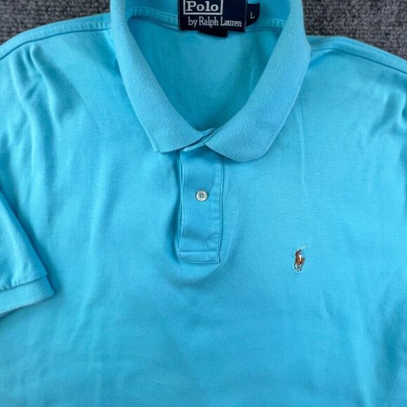 Polo Ralph Lauren Polo Shirt Men’s Cotton Size Large Light Blue USA Made S/S - Picture 1 of 8